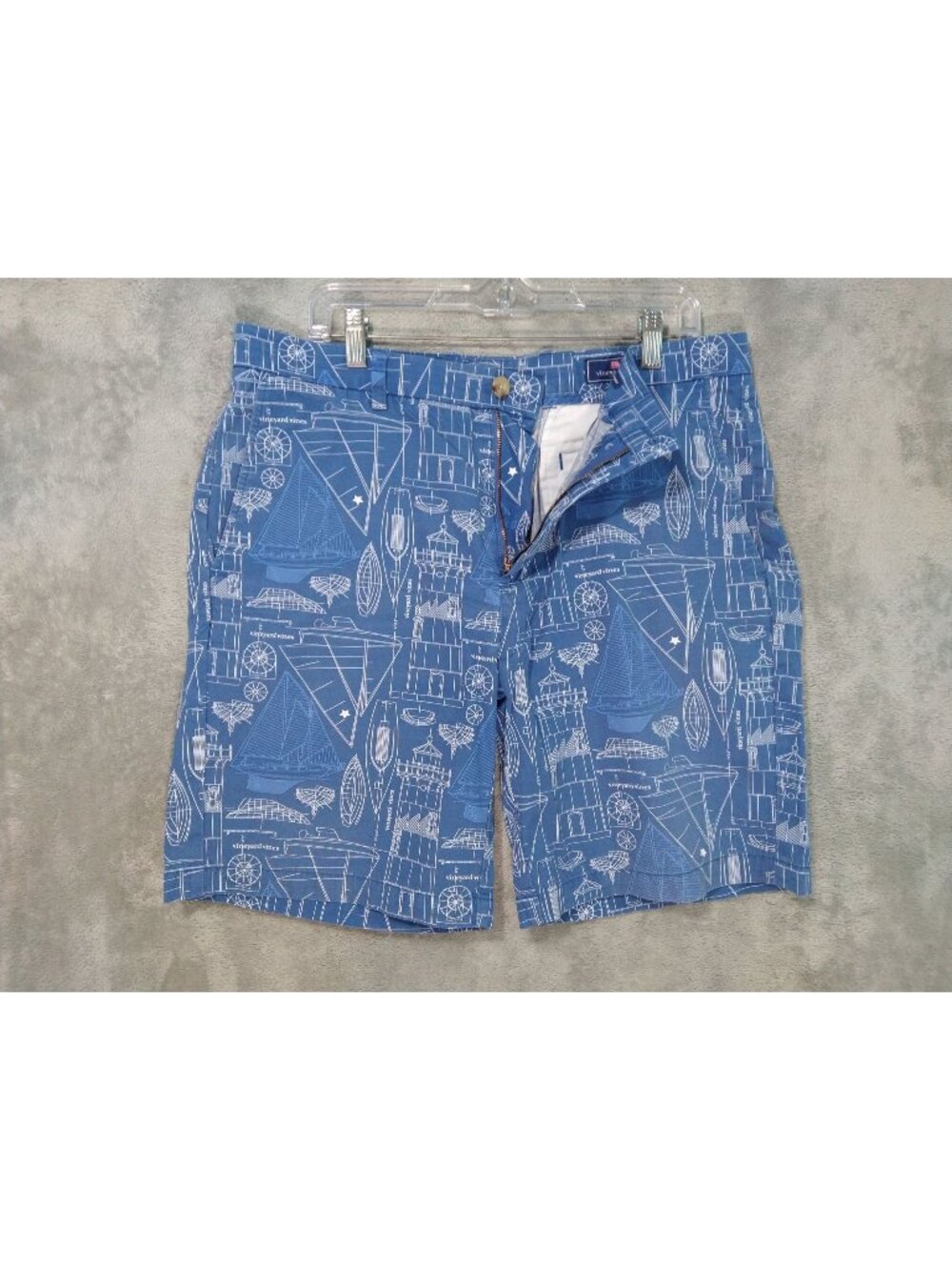 Vineyard Vines Shorts Mens 34 Blue Boat Breaker Summer Preppy Nautical Stretch